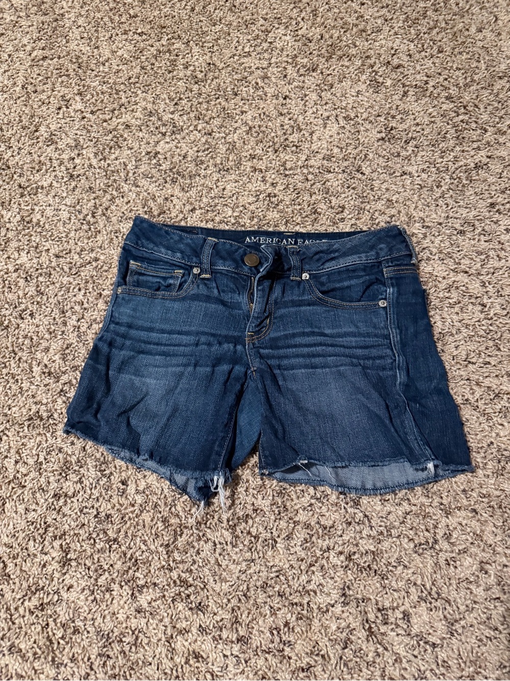 American Eagle Outfitters Indigo Frayed Hem Denim Cutoff Shorts